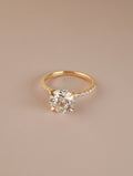 Round shape Lab Grown diamond Engagement ring with microset shoulders in yellow gold