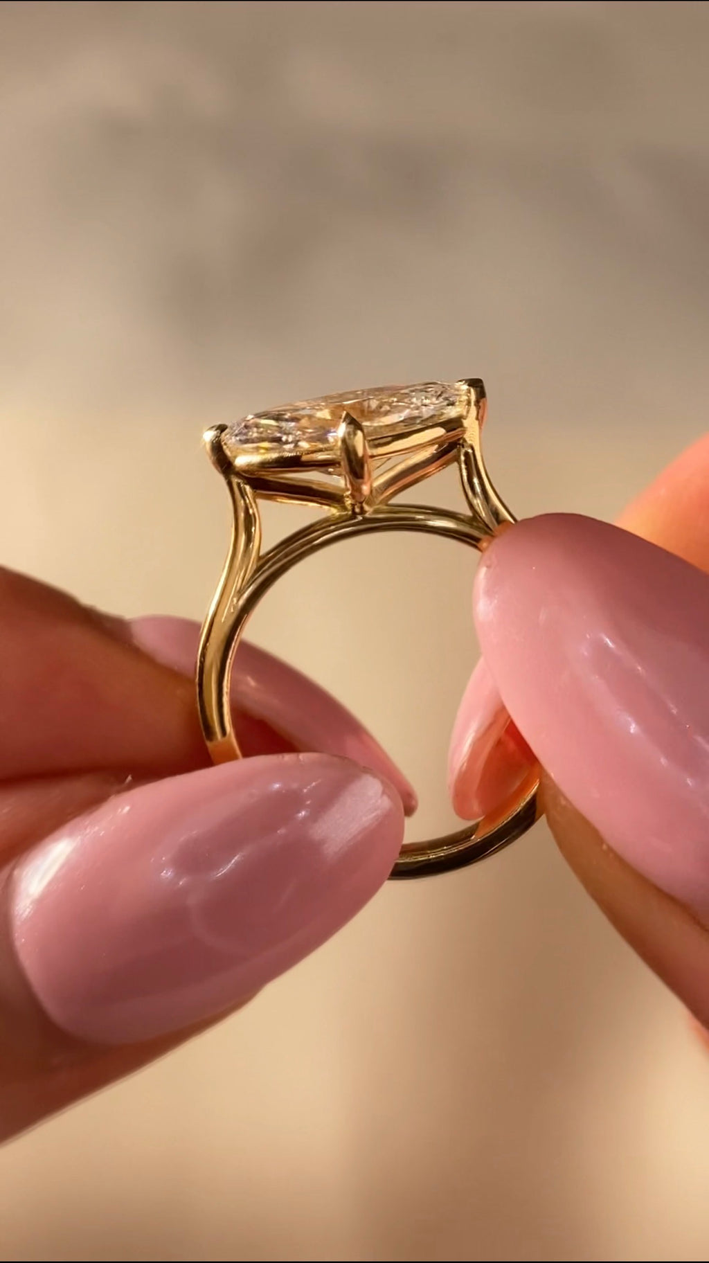East-West Marquise Solitaire Engagement Ring