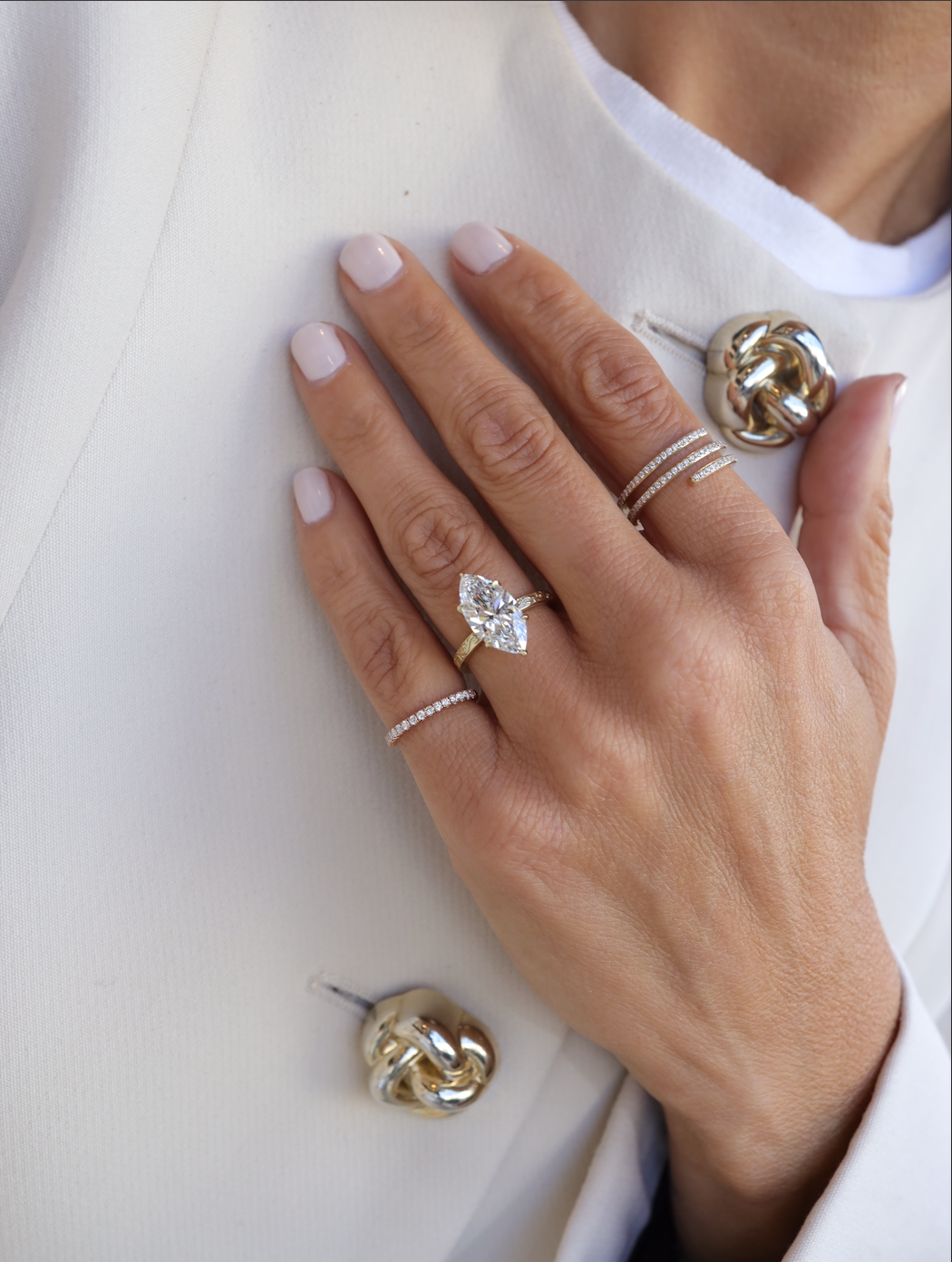 Vintage Engagement ring with Lab Grown Marquise diamond